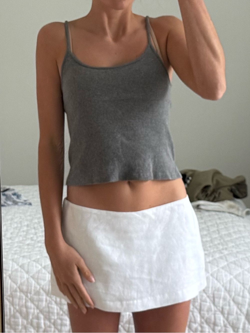 Brandy Melville Gray Ribbed Cropped Tank Top